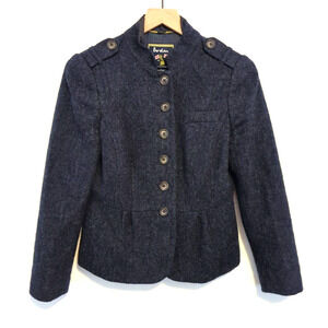 Boden Navy Wool-Blend Military-Inspired Button Jacket